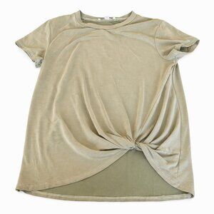 Knot Front T Shirt Women XS Flowy Loose Fit Short Sleeve Casual Basic Summer Top